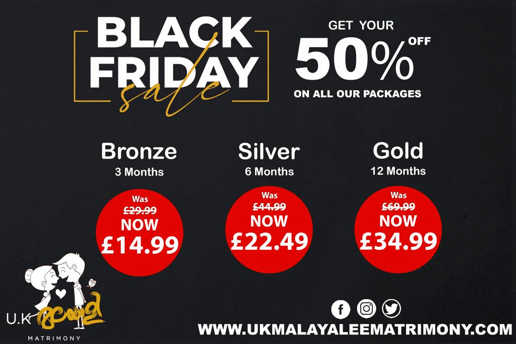 Black Friday Sale at UK Malayalee Matrimony